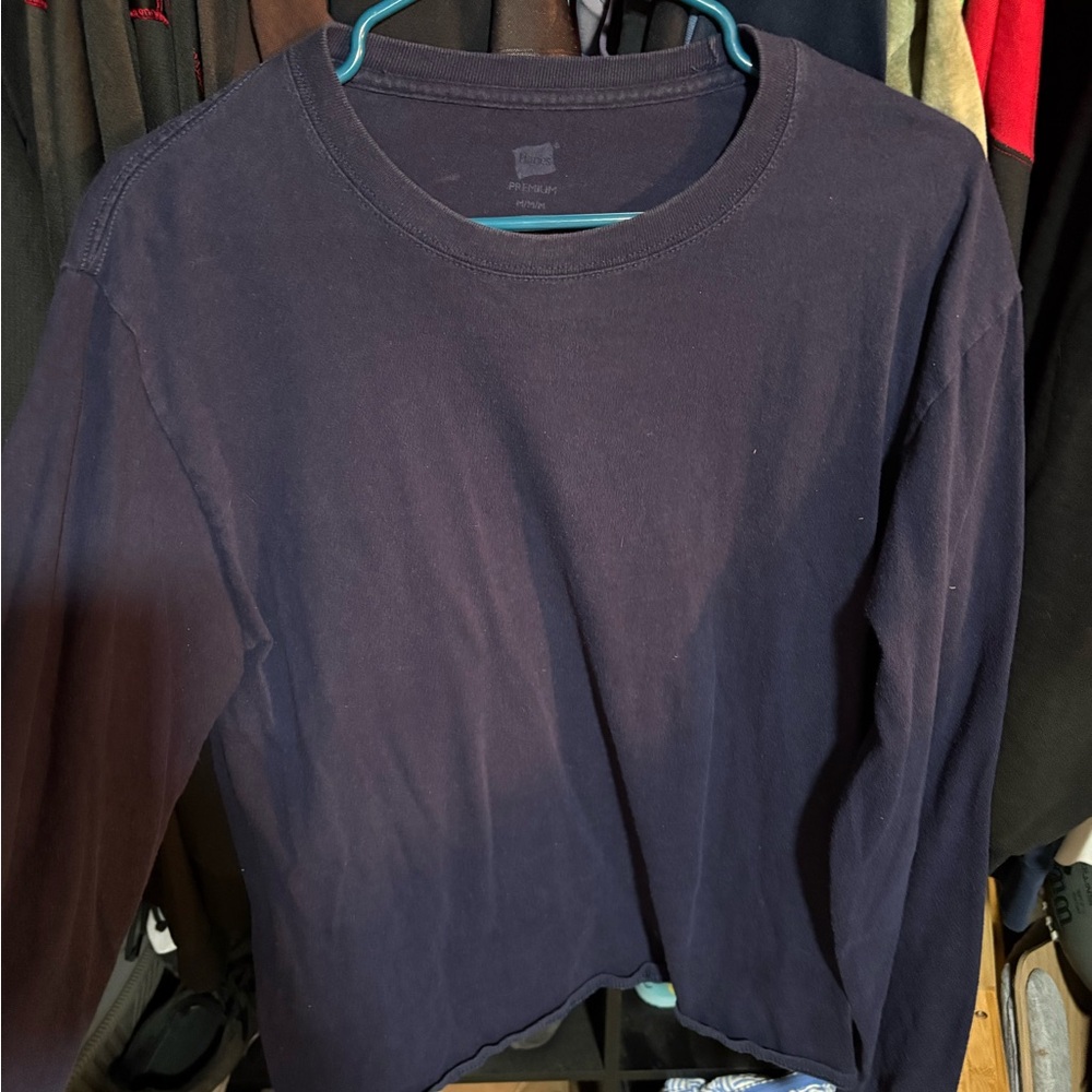 Hanes Navy Long Sleeve Shirt